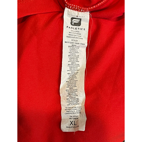 Fabletics Moorea Bra Red White Cropped Longline Workout Athletic Top Bralette - Picture 9 of 9